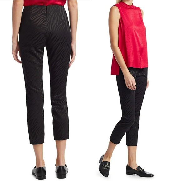 NWT‎ rag & bone Black Simone Zebra Pants High Rise Cropped Size 12 - Picture 3 of 13